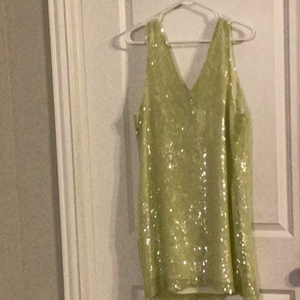 A New day Very Sexy Mini Dress Lime Color with Sequins